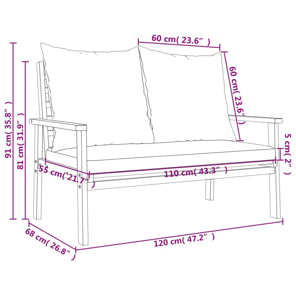 120cm Garden Sofa Bench