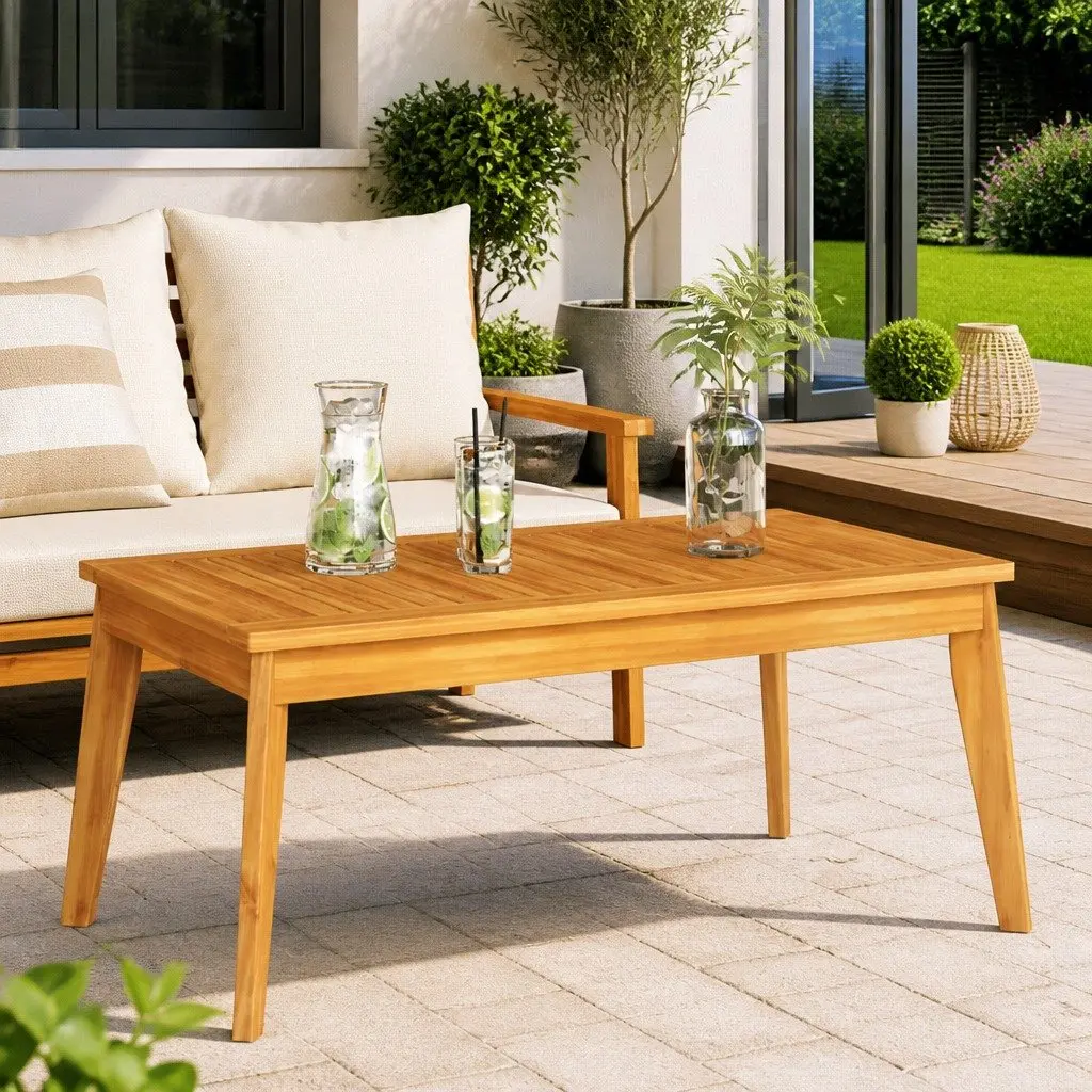 Garden Dining Table Outdoor Use 100x55x45cm Solid Acacia Wood Brown