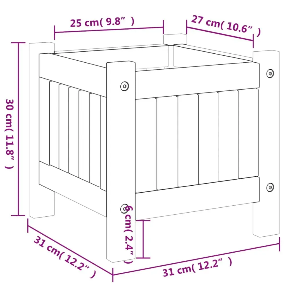 Garden Planter Box 31x31x30 cm Solid Acacia with Liner