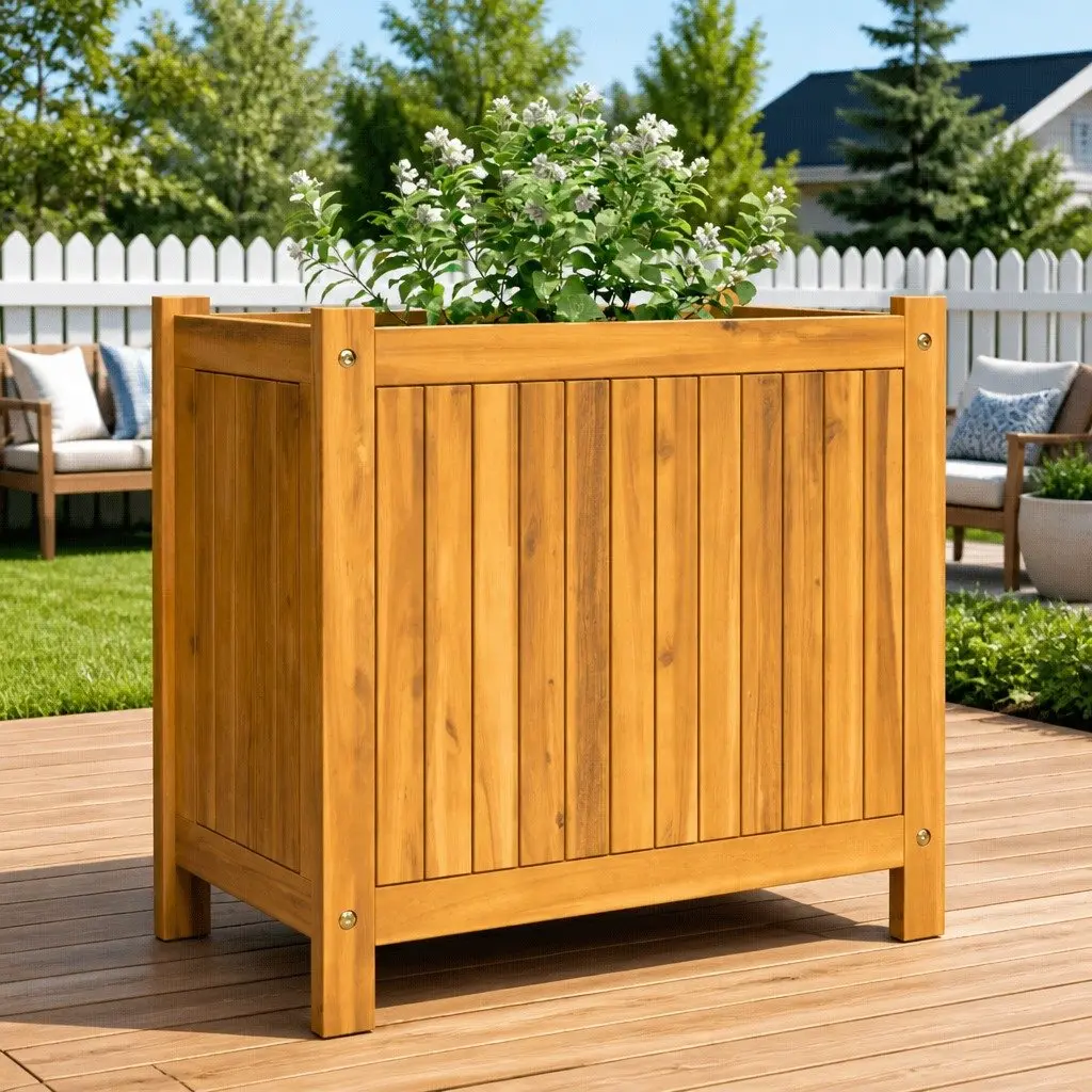 Wooden Garden Planter Box for Outdoor Patio Deck Balcony 54 x 31 x 50 cm