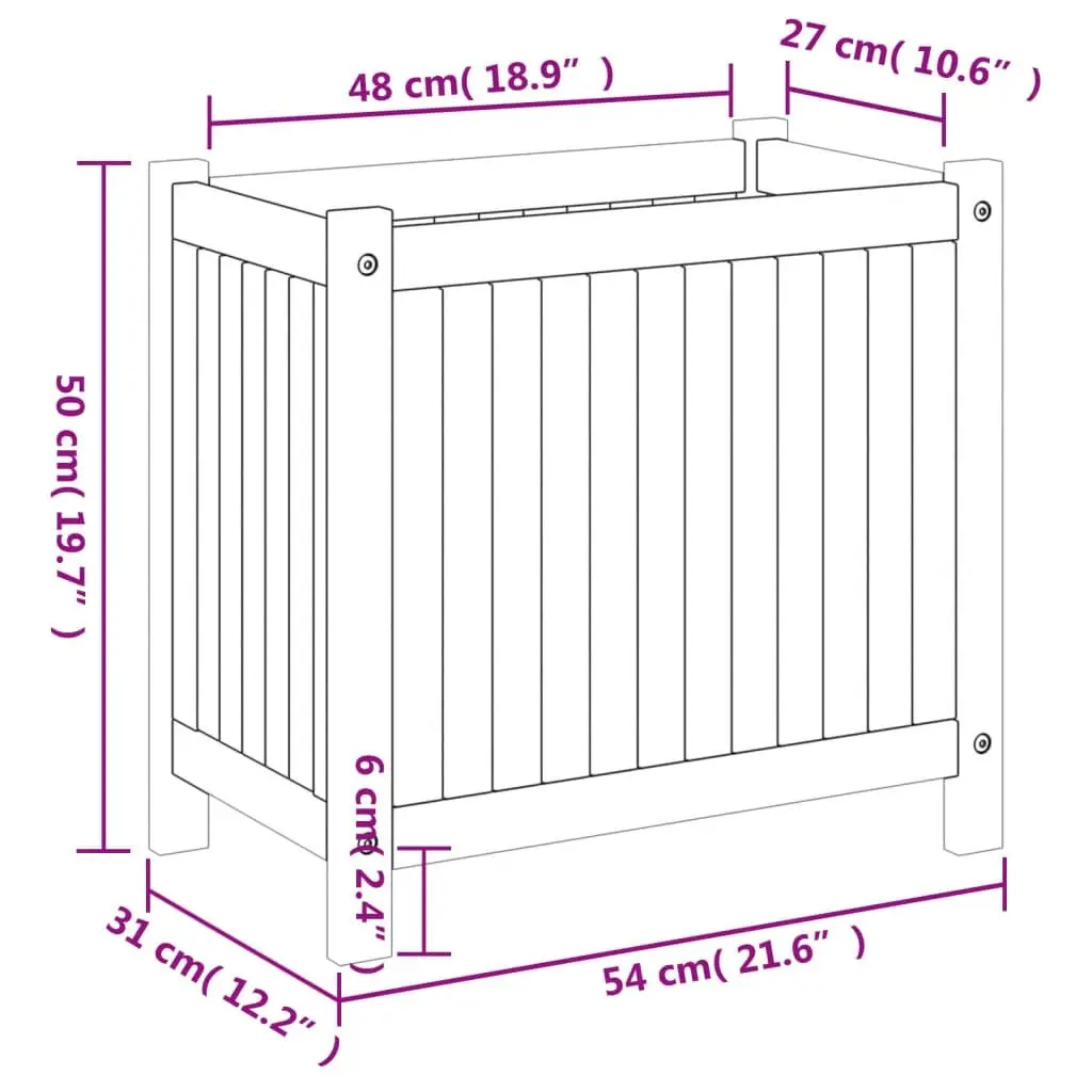 Wooden Garden Planter Box for Outdoor Patio Deck Balcony 54 x 31 x 50 cm