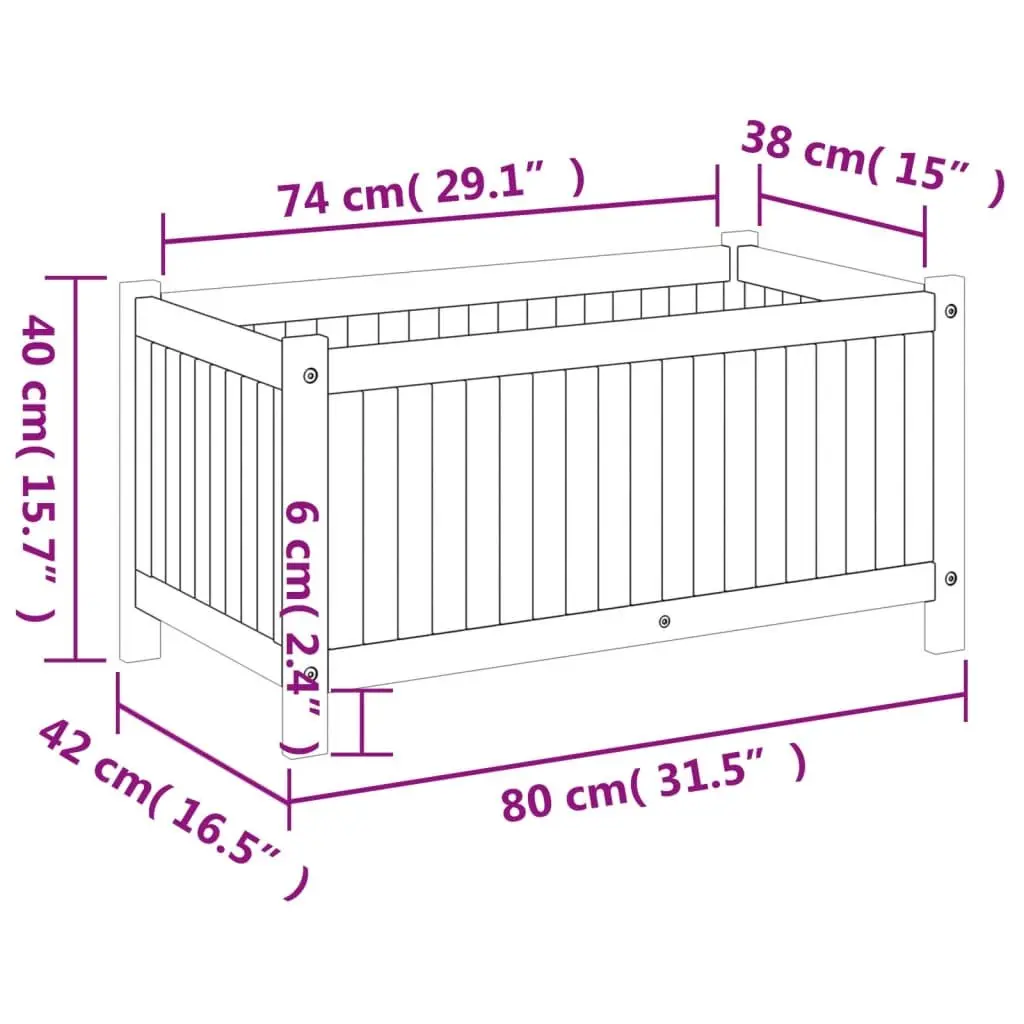 Wooden Garden Planter Box Outdoor 80x42x40 cm Solid Wood