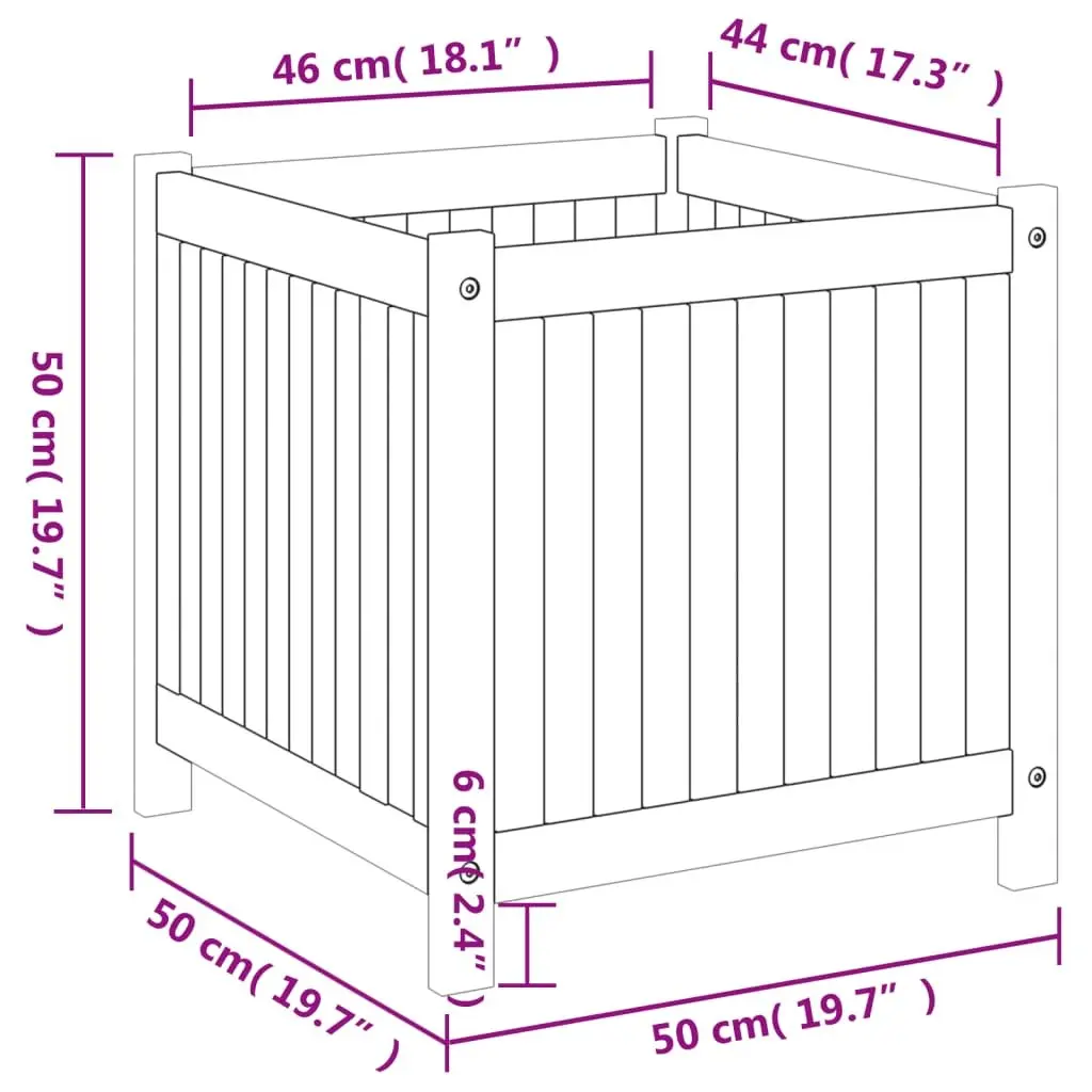Brown Acacia Garden Planter Box 50 cm