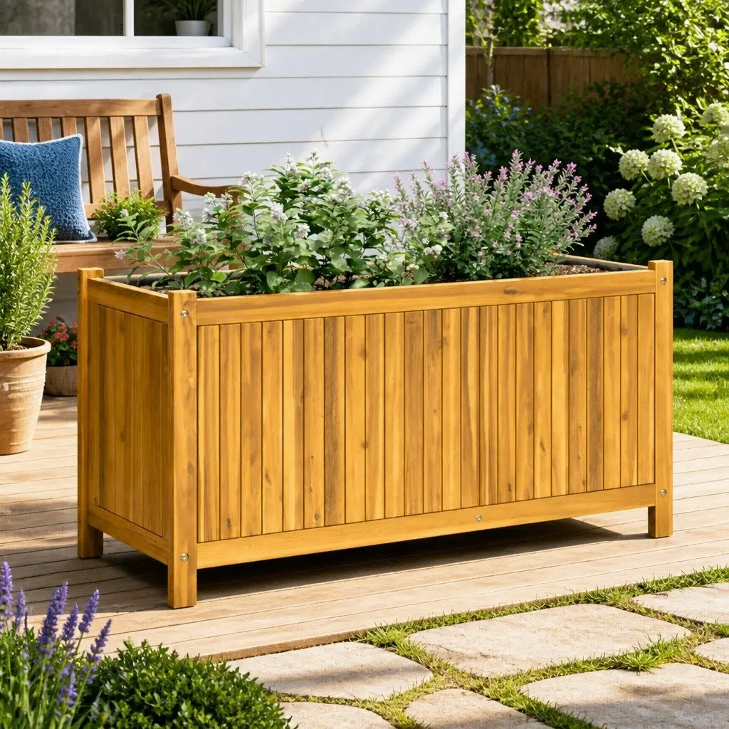 Wooden Garden Planter Box Outdoor Patio Balcony 99.5 x 38 x 50 cm