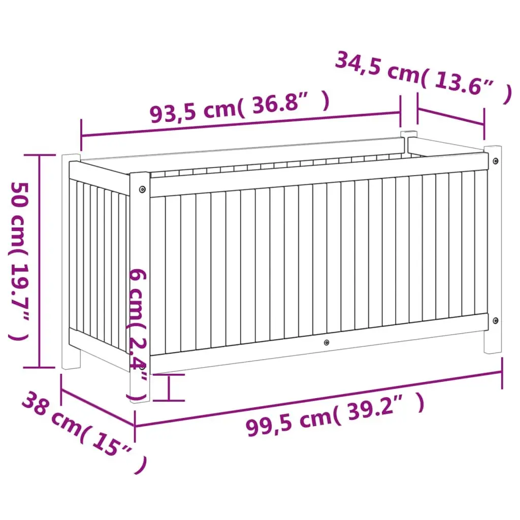 Wooden Garden Planter Box Outdoor Patio Balcony 99.5 x 38 x 50 cm