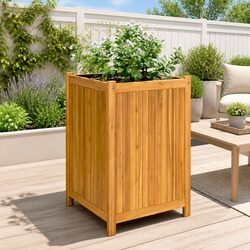 50x50x75 cm Acacia Wood Garden Planter Box with Liner