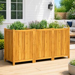 Wooden Garden Planter Box 150x50x75 cm Raised Bed Acacia Wood Outdoor Patio
