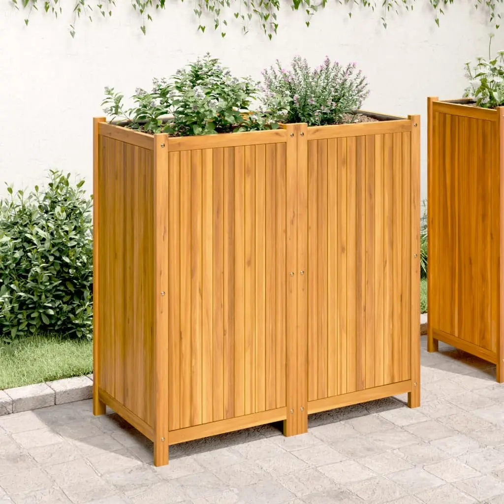 Garden Planter Box Raised Bed Wooden Acacia Brown Outdoor Patio Balcony Decor