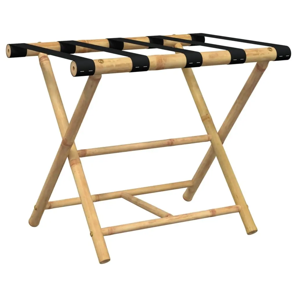 Folding Luggage Rack Bamboo Brown 62x42x50.5cm Suitcase Storage Stand Two Shelf