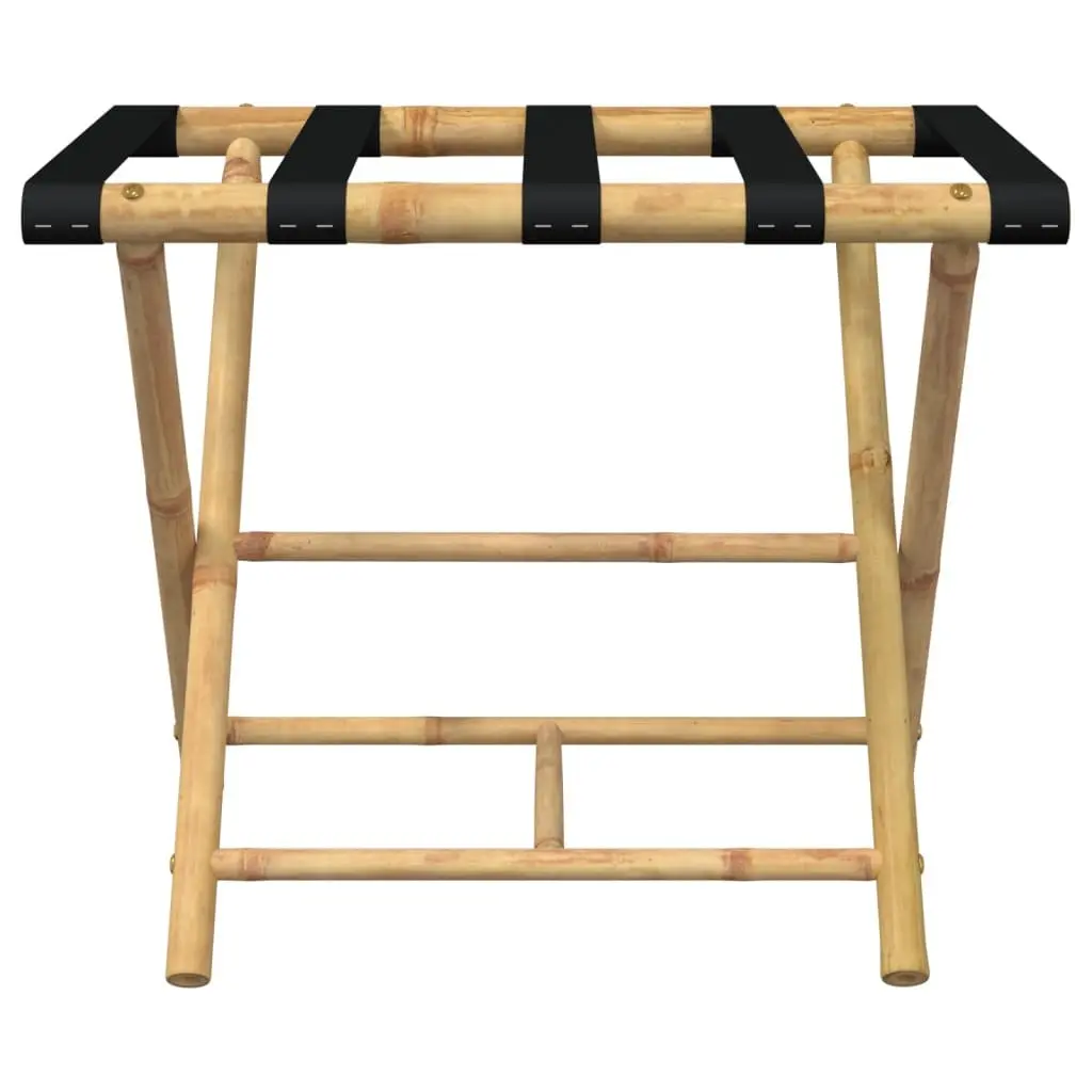 Folding Luggage Rack Bamboo Brown 62x42x50.5cm Suitcase Storage Stand Two Shelf