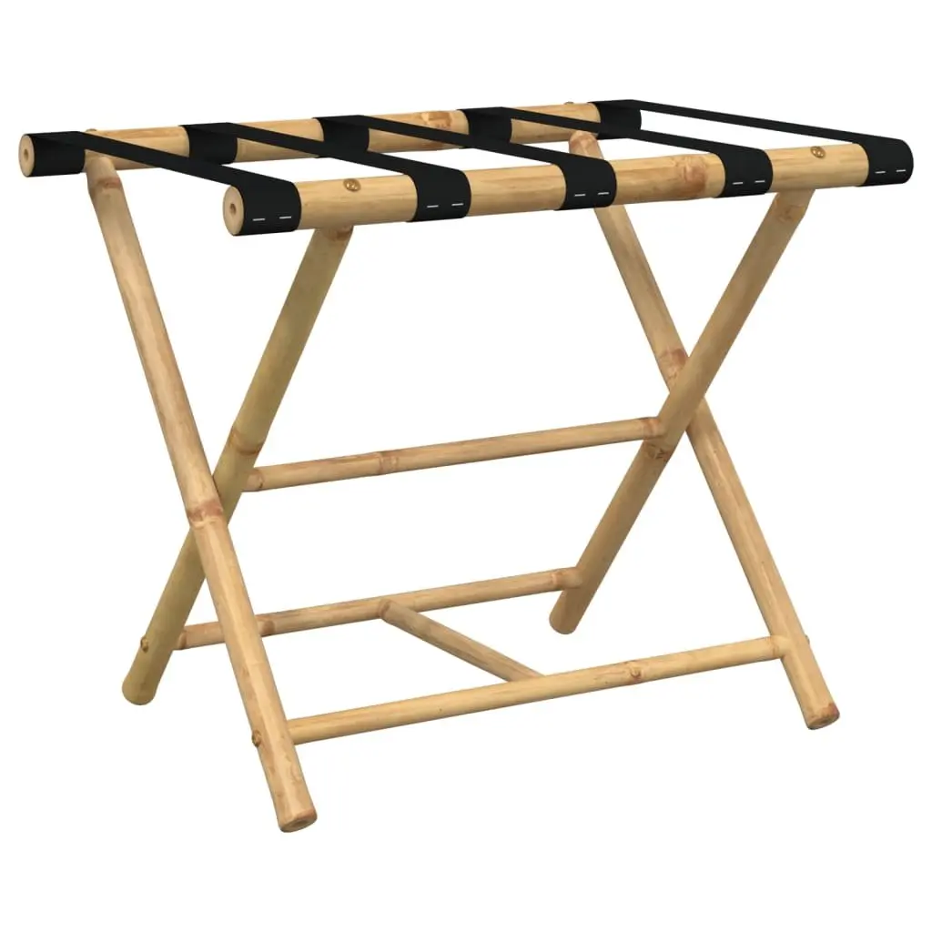 Folding Luggage Rack Bamboo Brown 62x42x50.5cm Suitcase Storage Stand Two Shelf