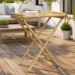 Folding Tray Table Specifications: Brown Bamboo Design