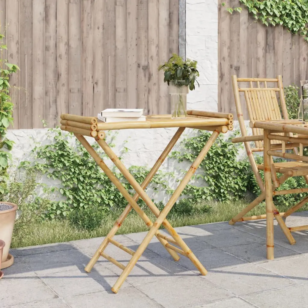 Folding Tray Table Brown Bamboo Portable Garden Patio Indoor Outdoor Furniture