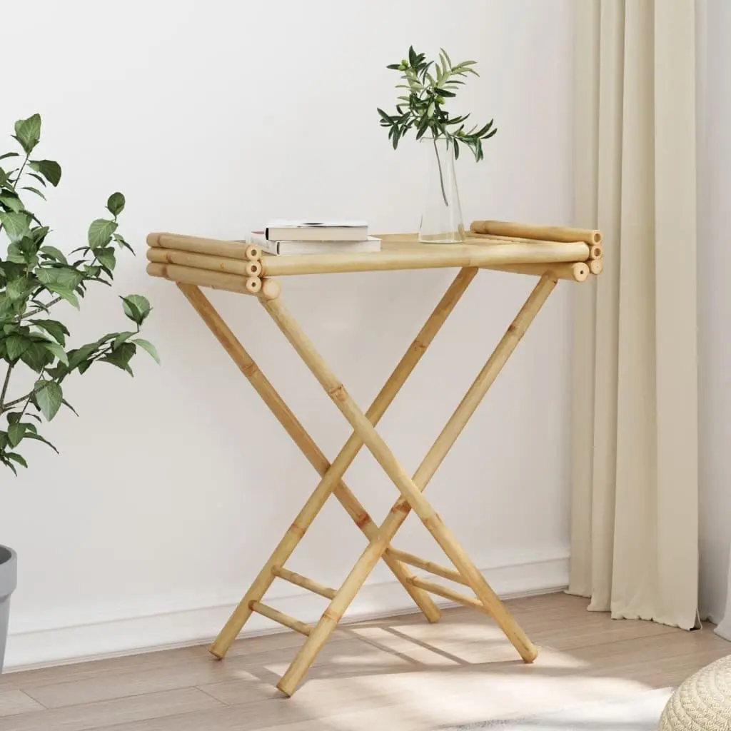 Folding Tray Table Brown Bamboo Portable Garden Patio Indoor Outdoor Furniture