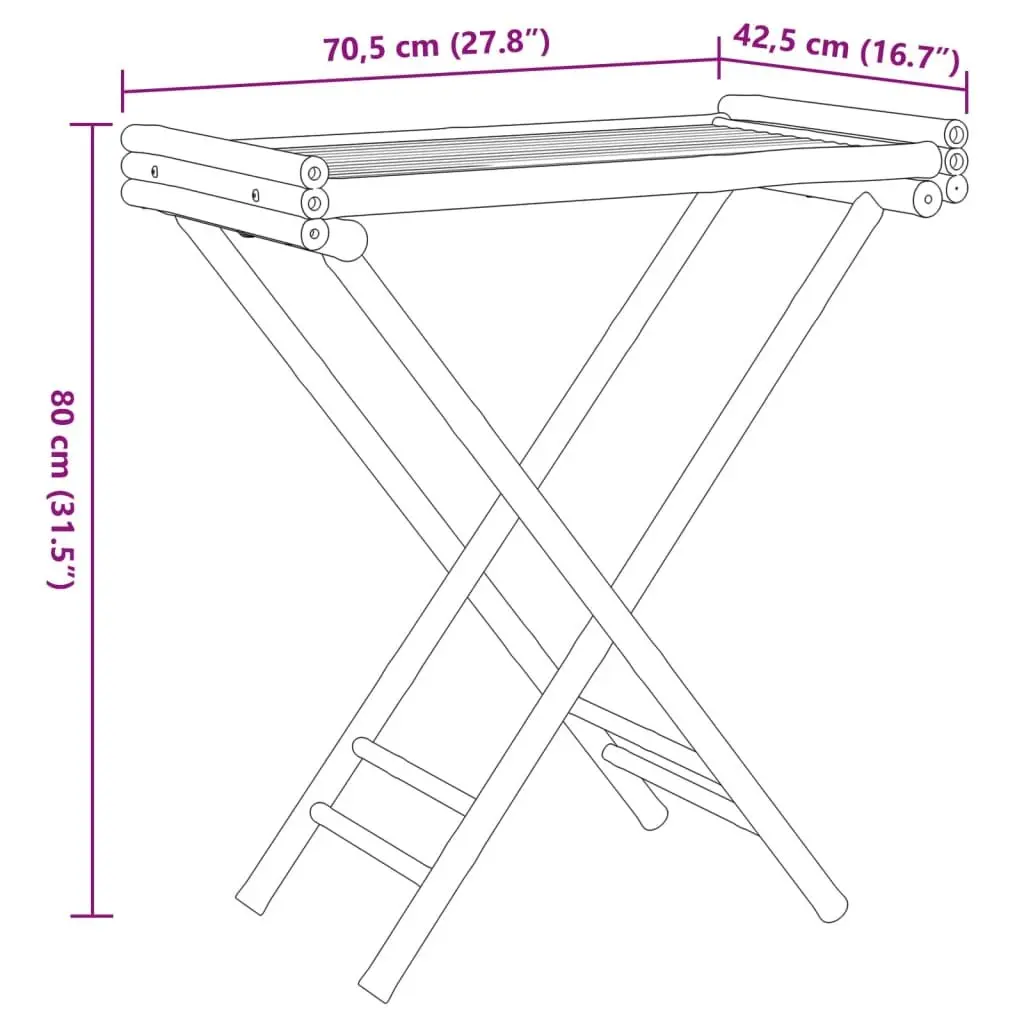 Folding Tray Table Brown Bamboo Portable Garden Patio Indoor Outdoor Furniture