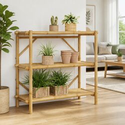 Bamboo Open Display Shelf 100x40x90 cm - Brown 3-Tier