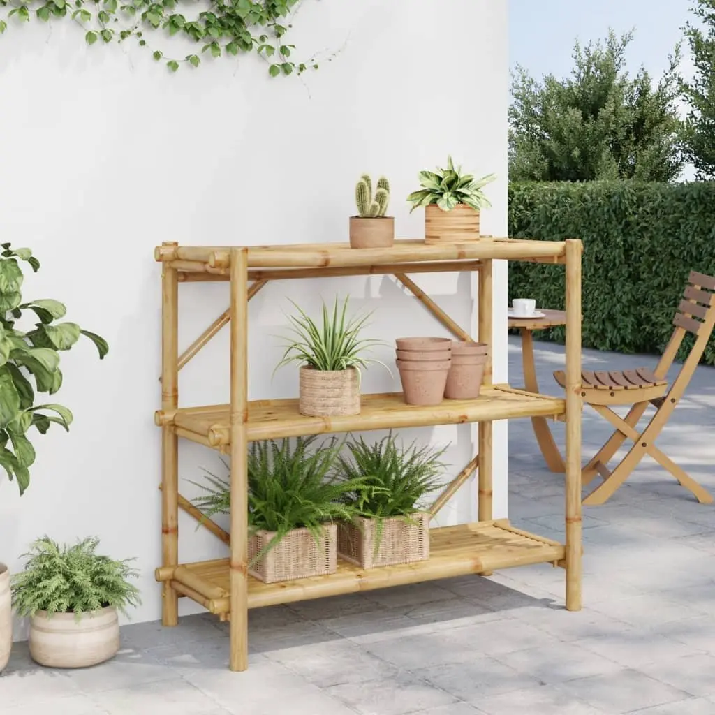 Bamboo Storage Shelf 100x40x90 cm Brown 3-Tier Open Display Bookcase Organiser
