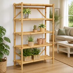 5-Layer Bamboo Shelf Dimensions: 100x40x150 cm, Brown