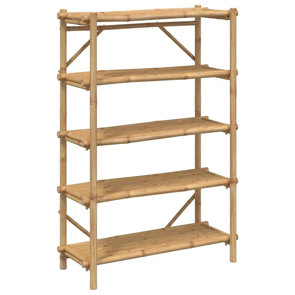 5 Layer Open Bamboo Shelf Organizer for Home 100x40x150 cm Brown