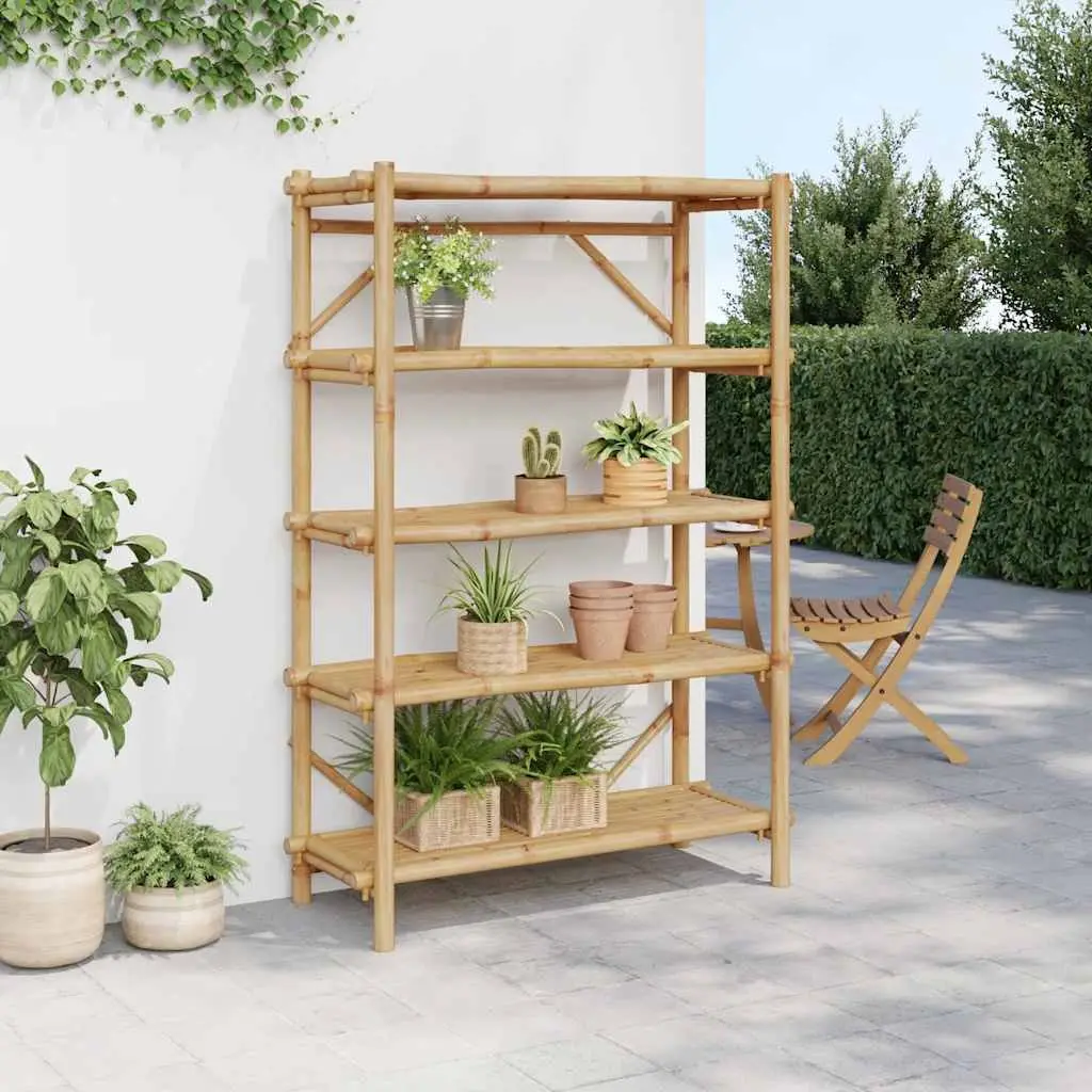 5 Layer Open Bamboo Shelf Organizer for Home 100x40x150 cm Brown