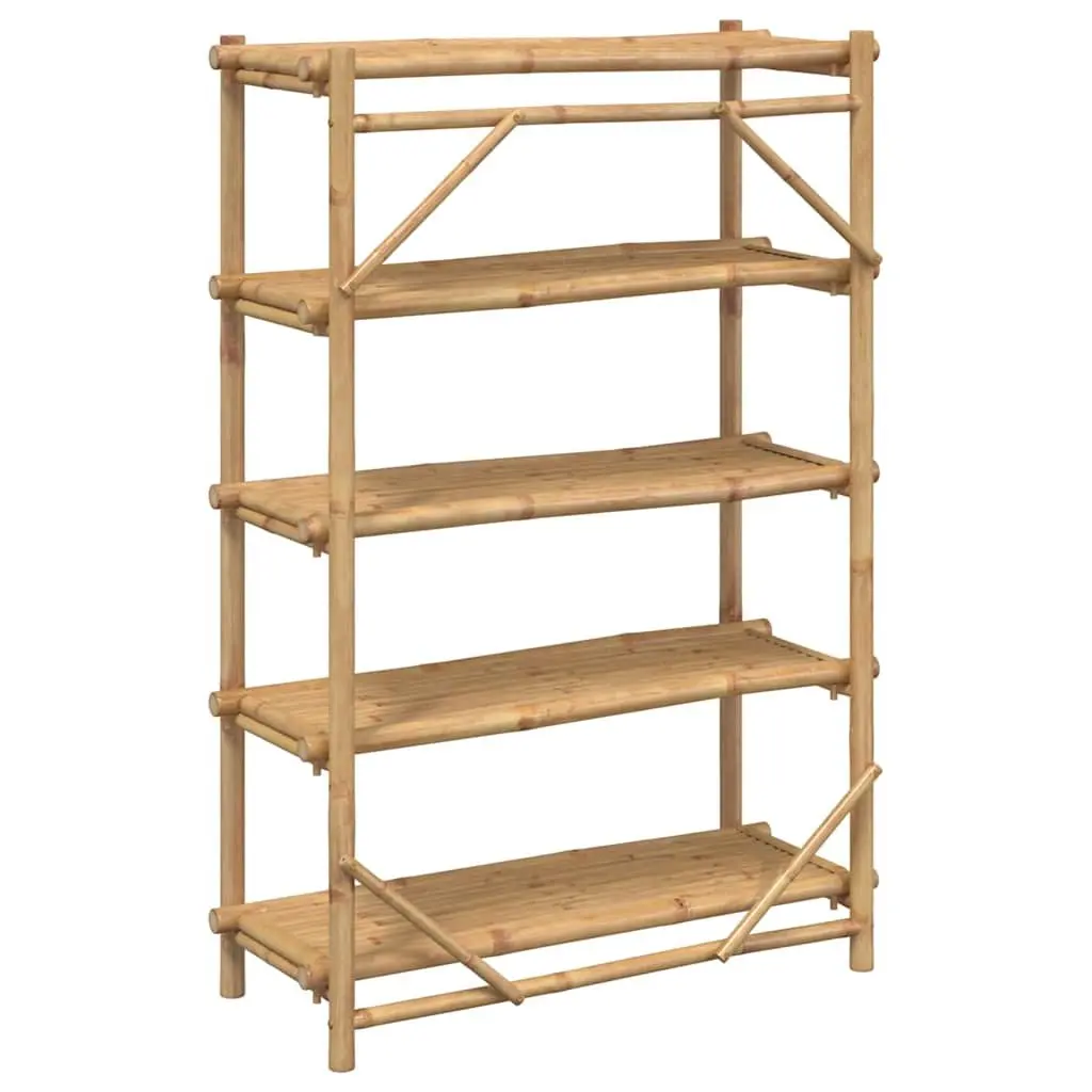 5 Layer Open Bamboo Shelf Organizer for Home 100x40x150 cm Brown