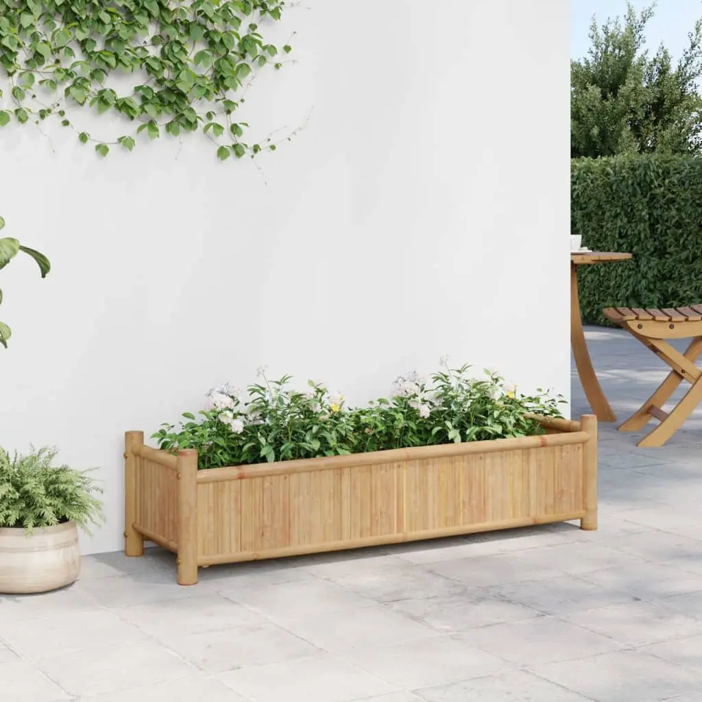 Bamboo Planter Box Outdoor Balcony 100x30x25cm
