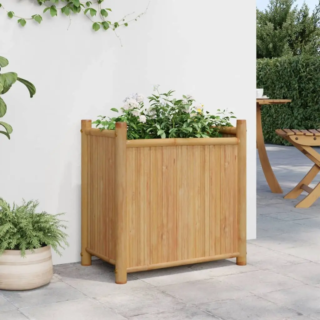 Bamboo Planter Box Outdoor Garden Raised Bed 50x30x50 cm