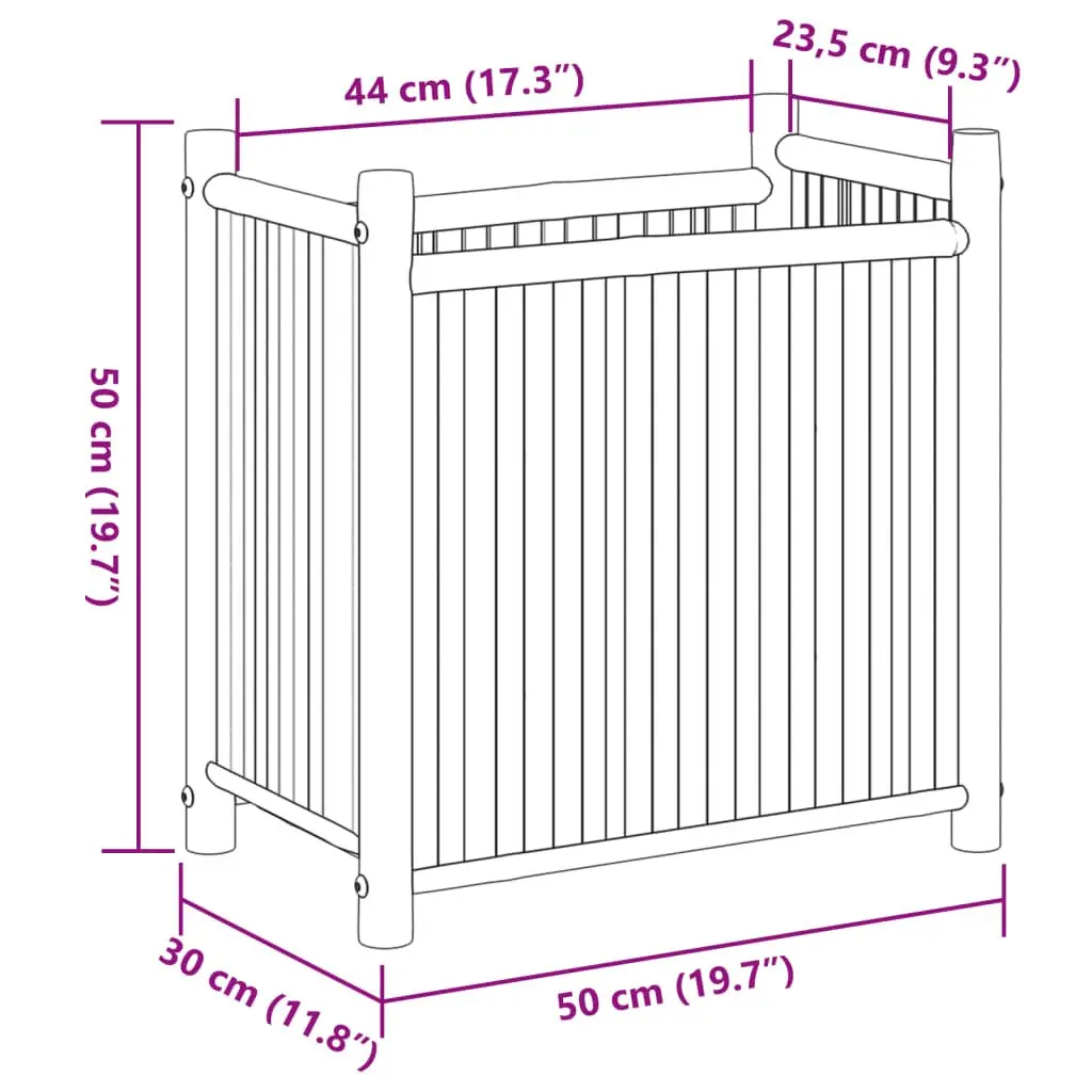Bamboo Planter Box Outdoor Garden Raised Bed 50x30x50 cm