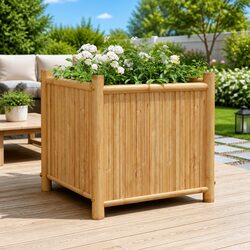 Bamboo Planter Box Specifications: 40x40x40 cm, Brown