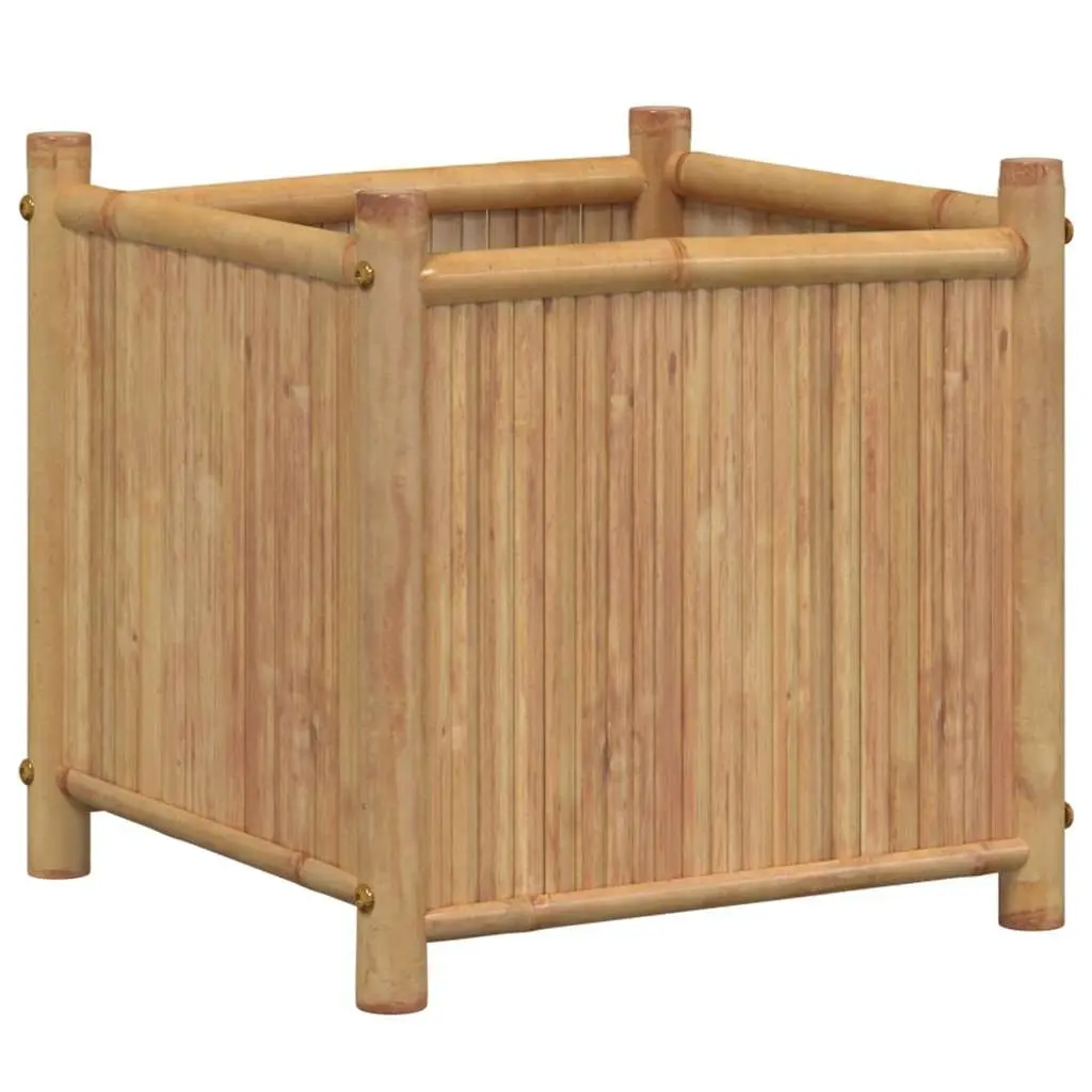 Bamboo Planter Box 40x40x40 cm Raised Garden Bed for Plants Flowers Herbs