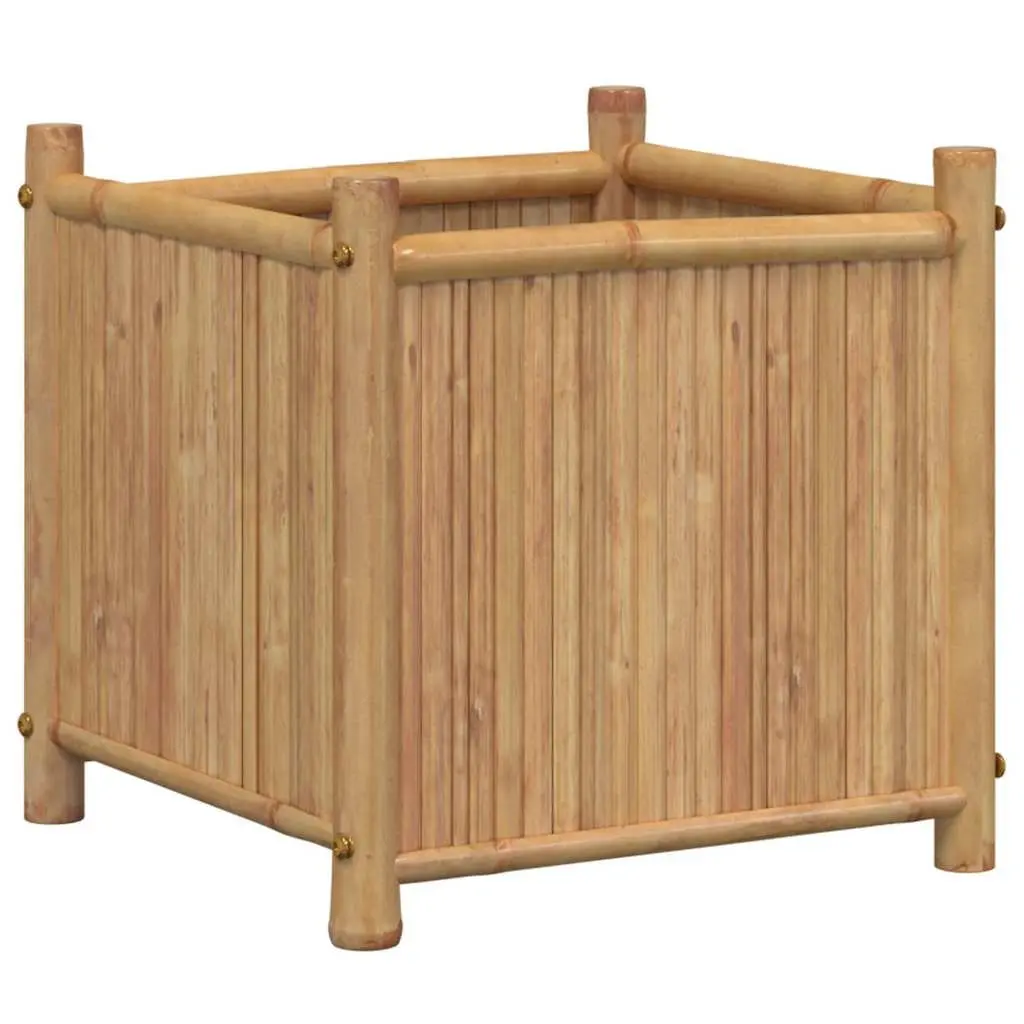 Bamboo Planter Box 40x40x40 cm Raised Garden Bed for Plants Flowers Herbs