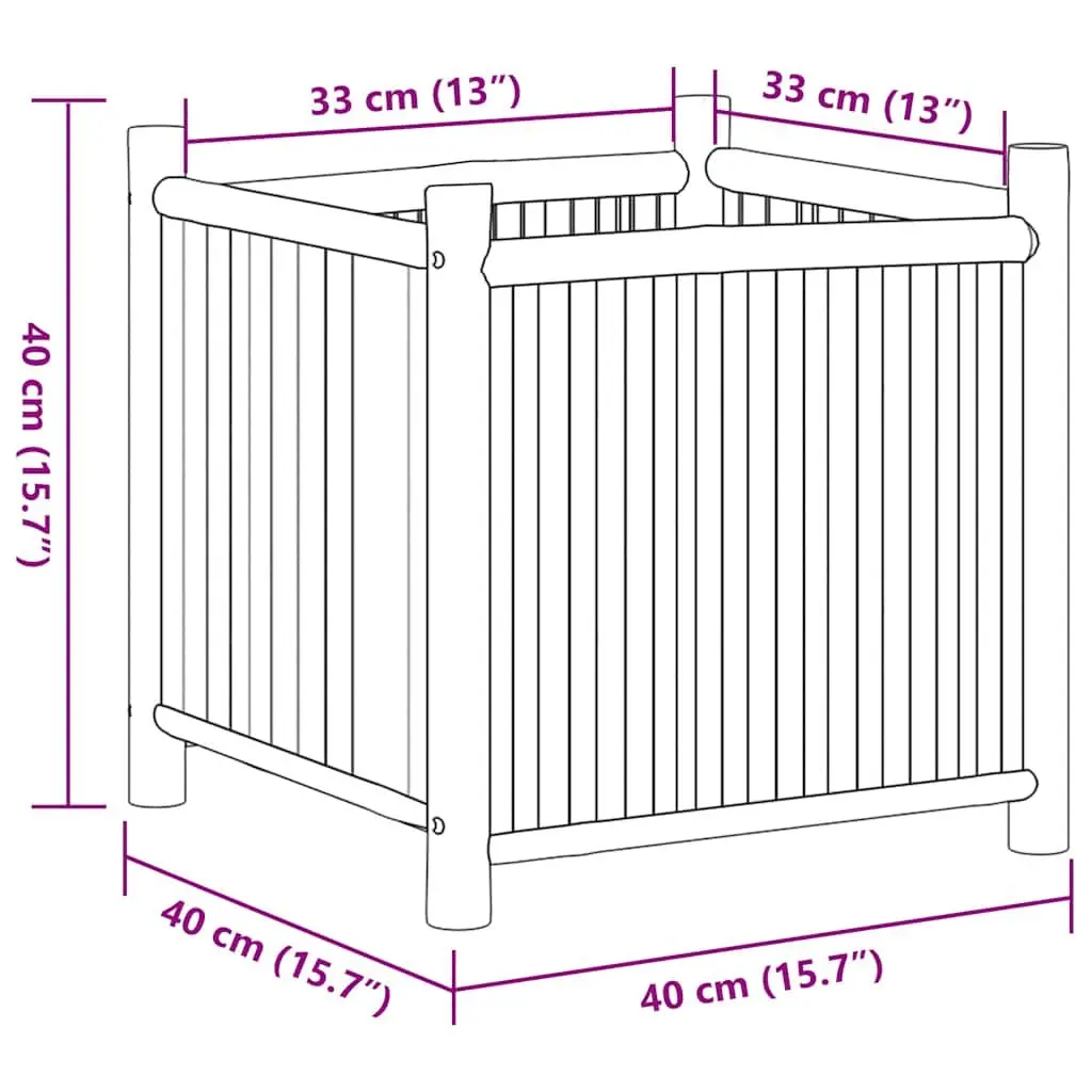 Bamboo Planter Box 40x40x40 cm Raised Garden Bed for Plants Flowers Herbs