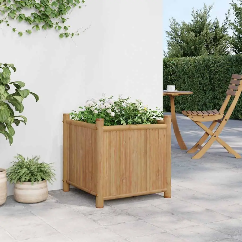 Bamboo Planter Box Outdoor Garden 50x50x50 cm
