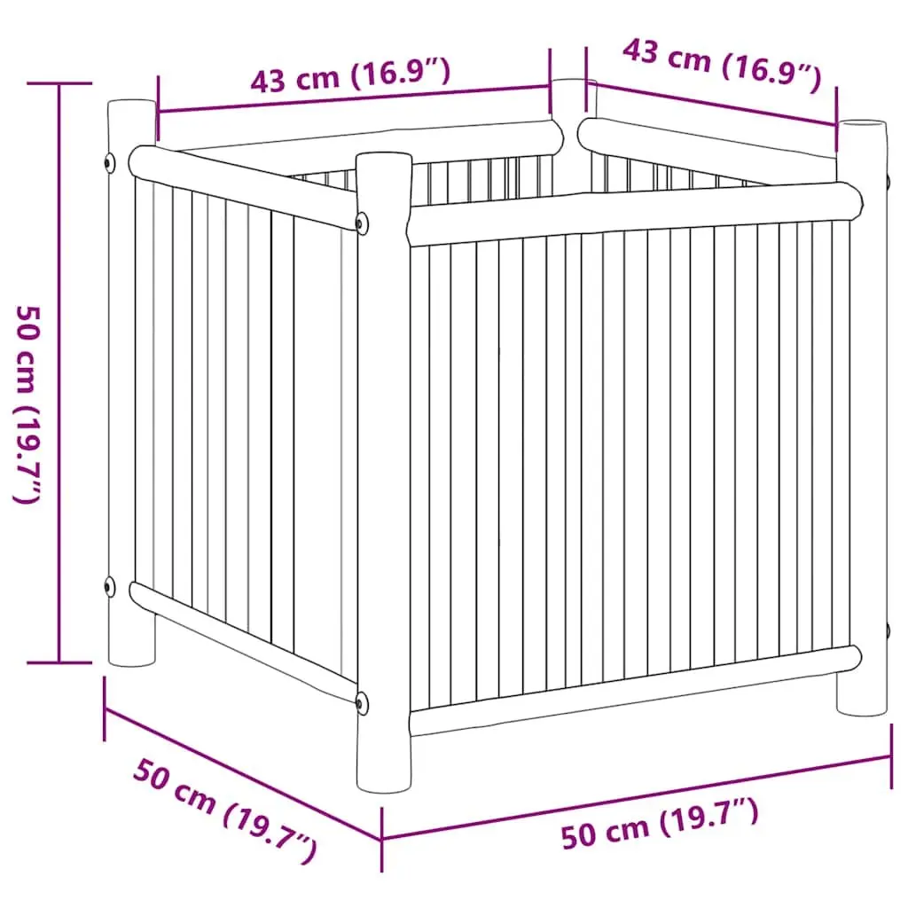 Bamboo Planter Box Outdoor Garden 50x50x50 cm
