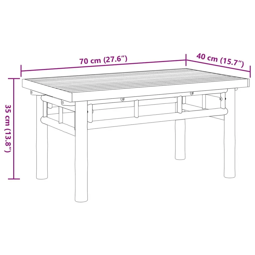 Coffee Table 70x40x35 cm Bamboo Brown Slat Design Indoor Outdoor Accent