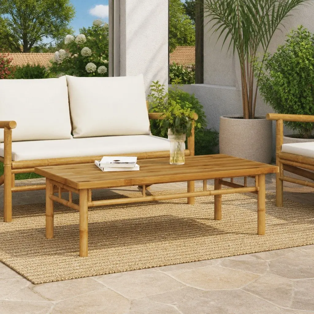 Coffee Table 110x55x35 cm Bamboo Brown Accent Side Table Living Room Furniture