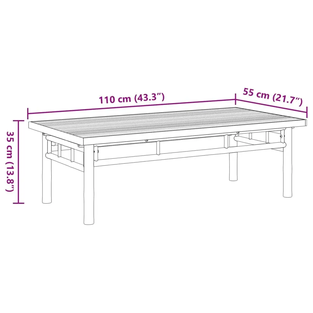 Coffee Table 110x55x35 cm Bamboo Brown Accent Side Table Living Room Furniture