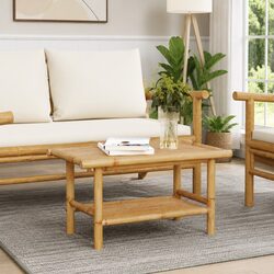 Brown Bamboo Coffee Table Dimensions 70x40x35 cm with Storage