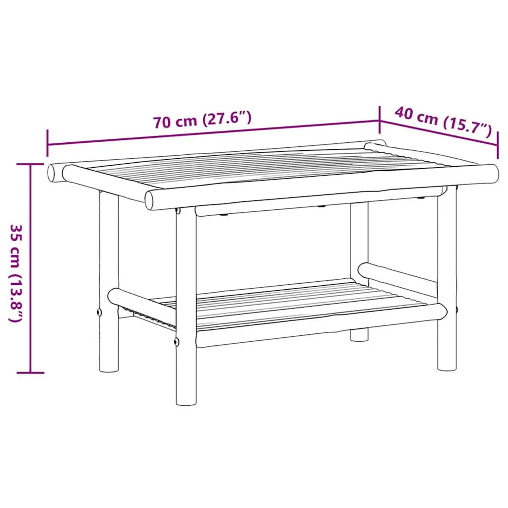 Coffee Table Living Room 70x40x35 cm Brown Bamboo Accent Side Table Storage