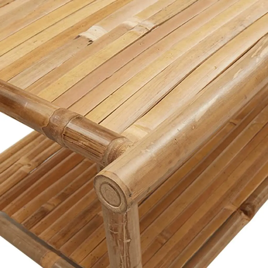 Coffee Table 90x50x45 cm Brown Bamboo Slat Design Storage Accent Furniture