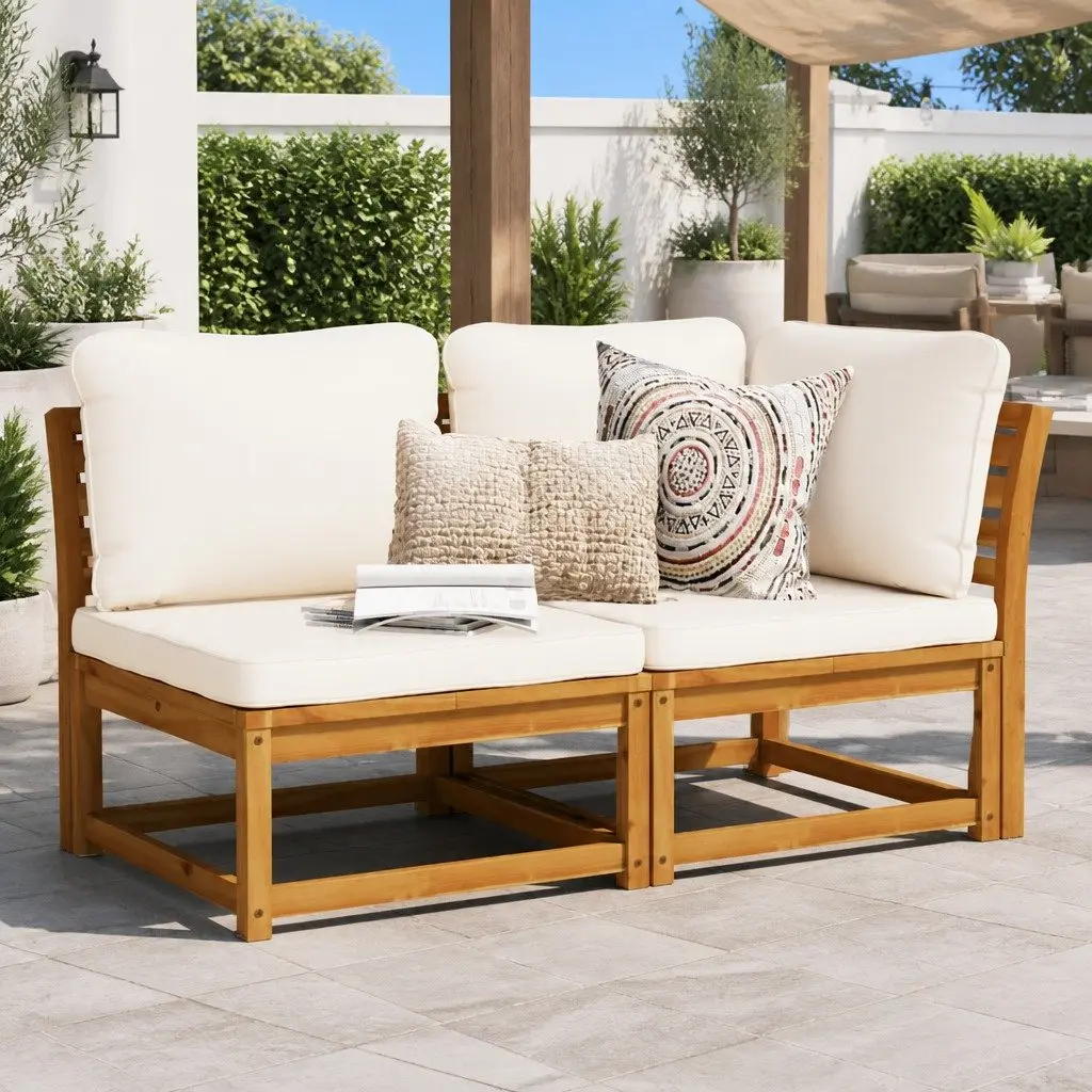 Outdoor Sectional Sofa Set Garden Lounge Furniture 2 Piece Brown