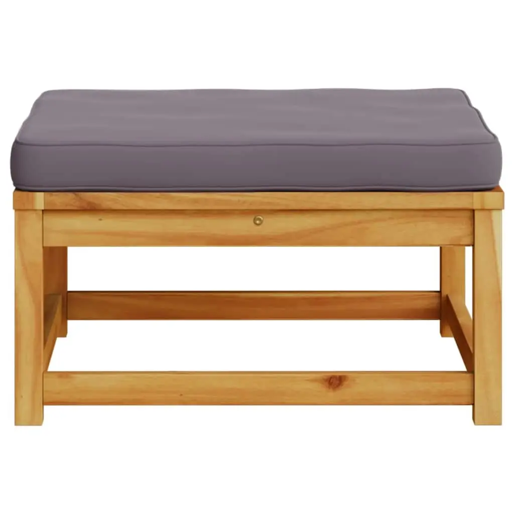 Garden Footstool Ottoman with Cushion Outdoor Seating Acacia Wood Brown