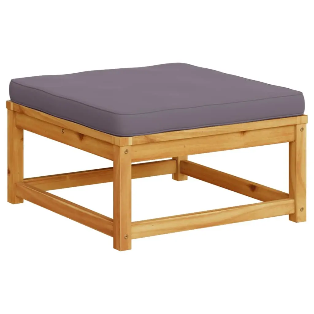 Garden Footstool Ottoman with Cushion Outdoor Seating Acacia Wood Brown
