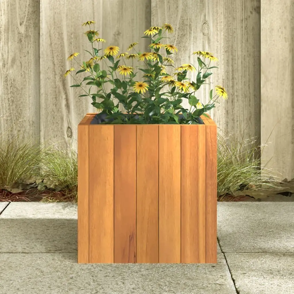 Garden Planter Box 25x25x25 cm Solid Acacia Wood Flower Pot Indoor Outdoor