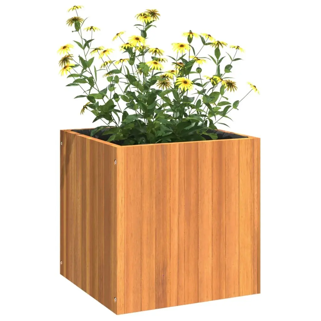 Garden Planter Box for Outdoor Use 45x45x45cm Solid Wood Flower Plant Container Brown