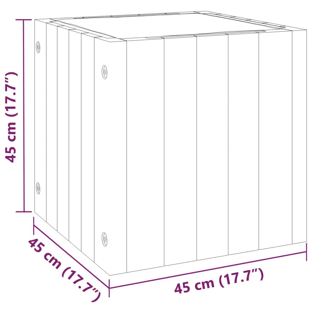 Garden Planter Box for Outdoor Use 45x45x45cm Solid Wood Flower Plant Container Brown