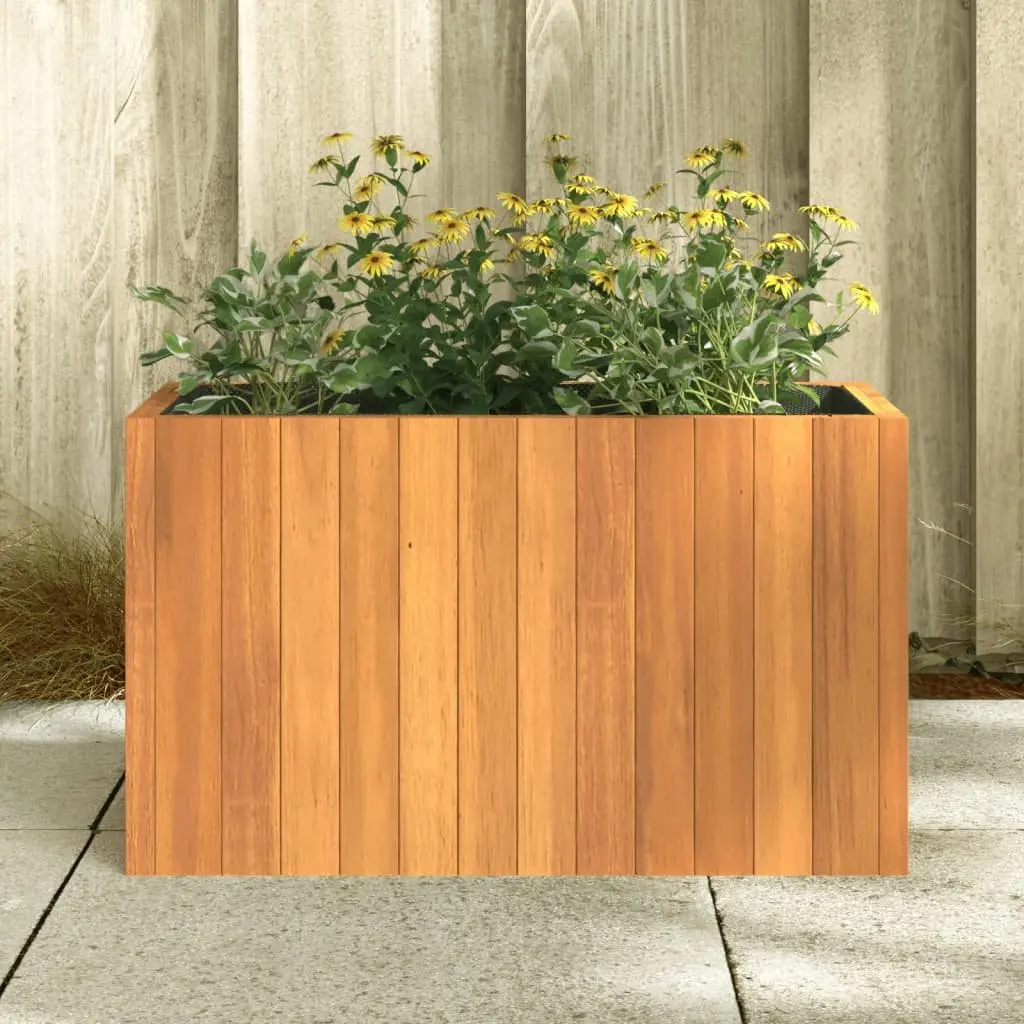 Garden Planter Box Solid Wood Acacia Brown Flowers Plants Container Outdoor