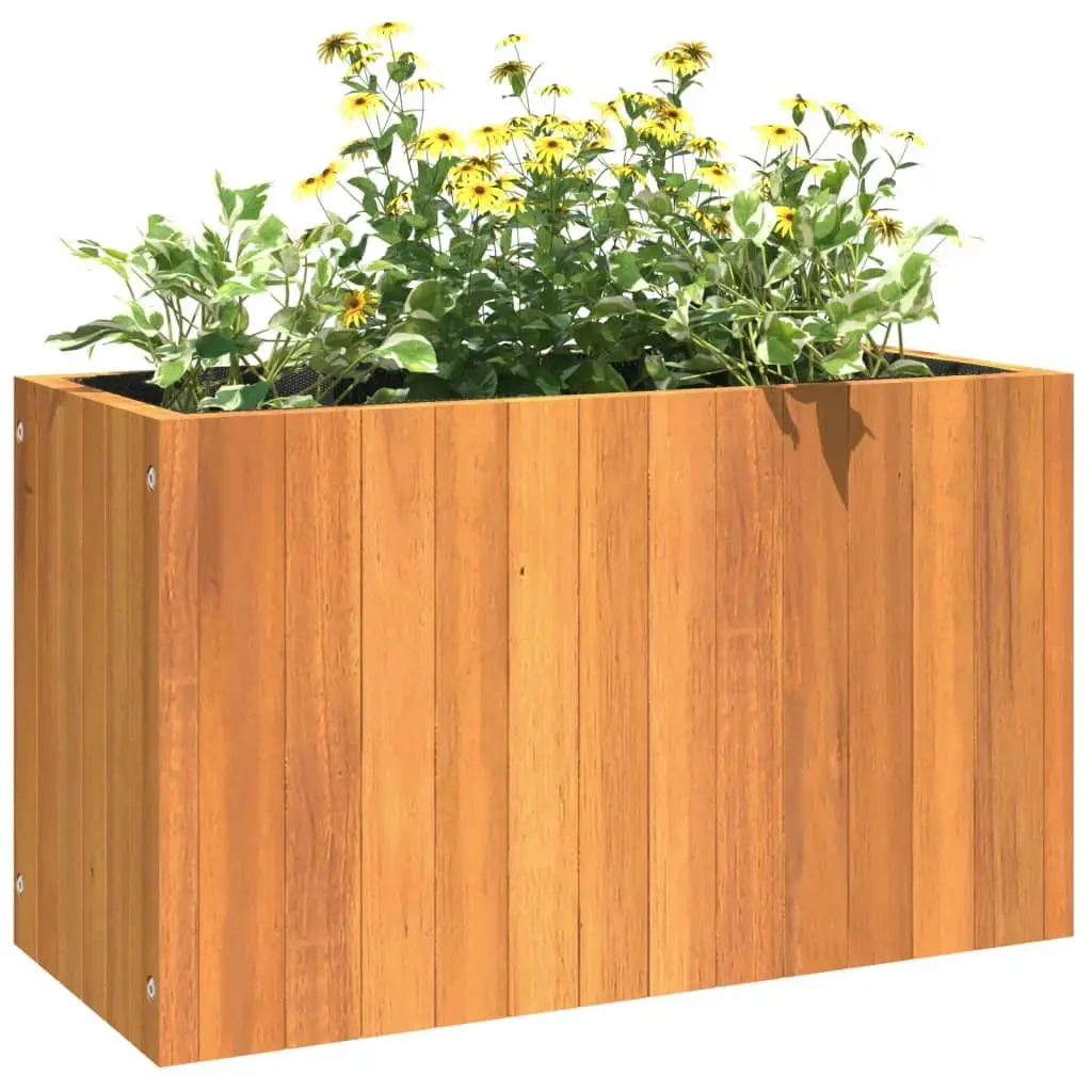 Garden Planter Box Solid Wood Acacia Brown Flowers Plants Container Outdoor