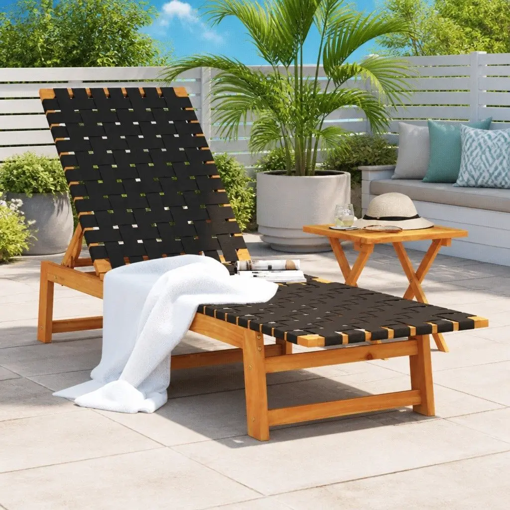 Sun Lounger with Adjustable Backrest and Olefin Fibre