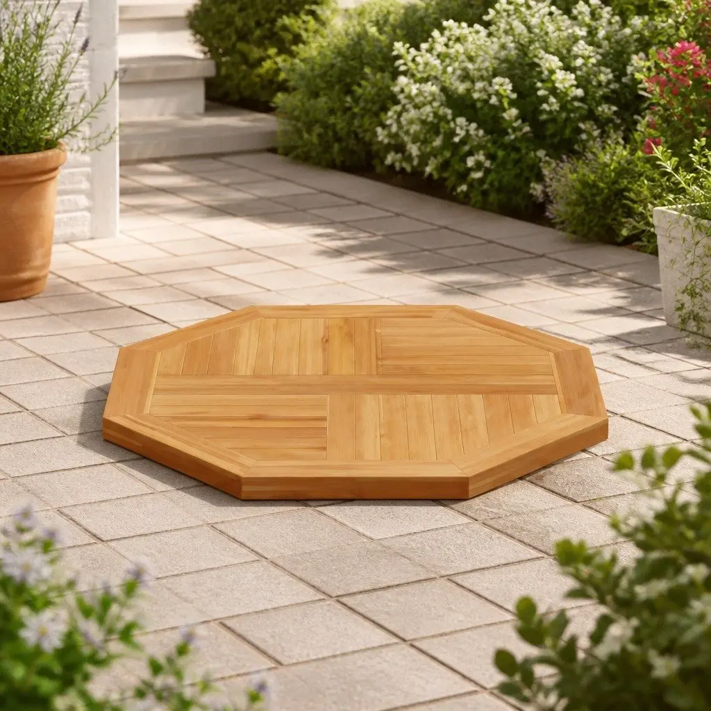 Octagonal Wooden Table Top for Garden 60x60cm Solid Teak Dining Replacement